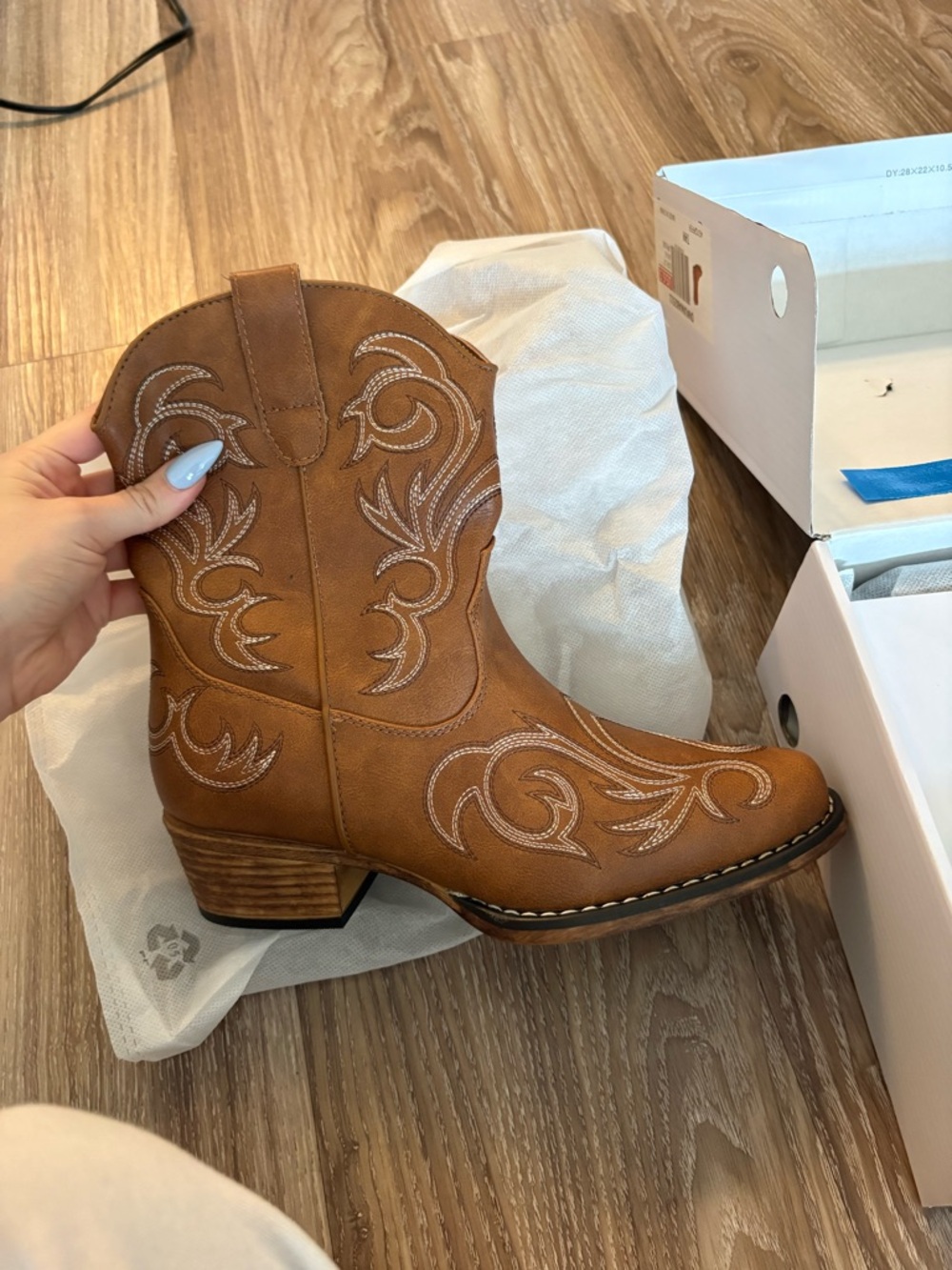 Women's Tan Western Embroidered Ankle Boots